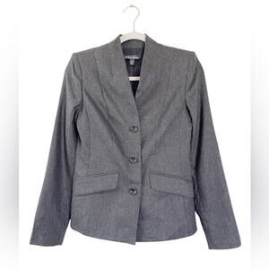 Brooks Brothers Gray Cashmere Blend Button Down Collarless Fitted Blazer size 2
